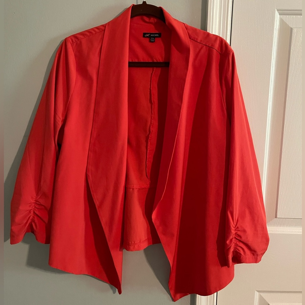 Chic Red Open Front Blazer